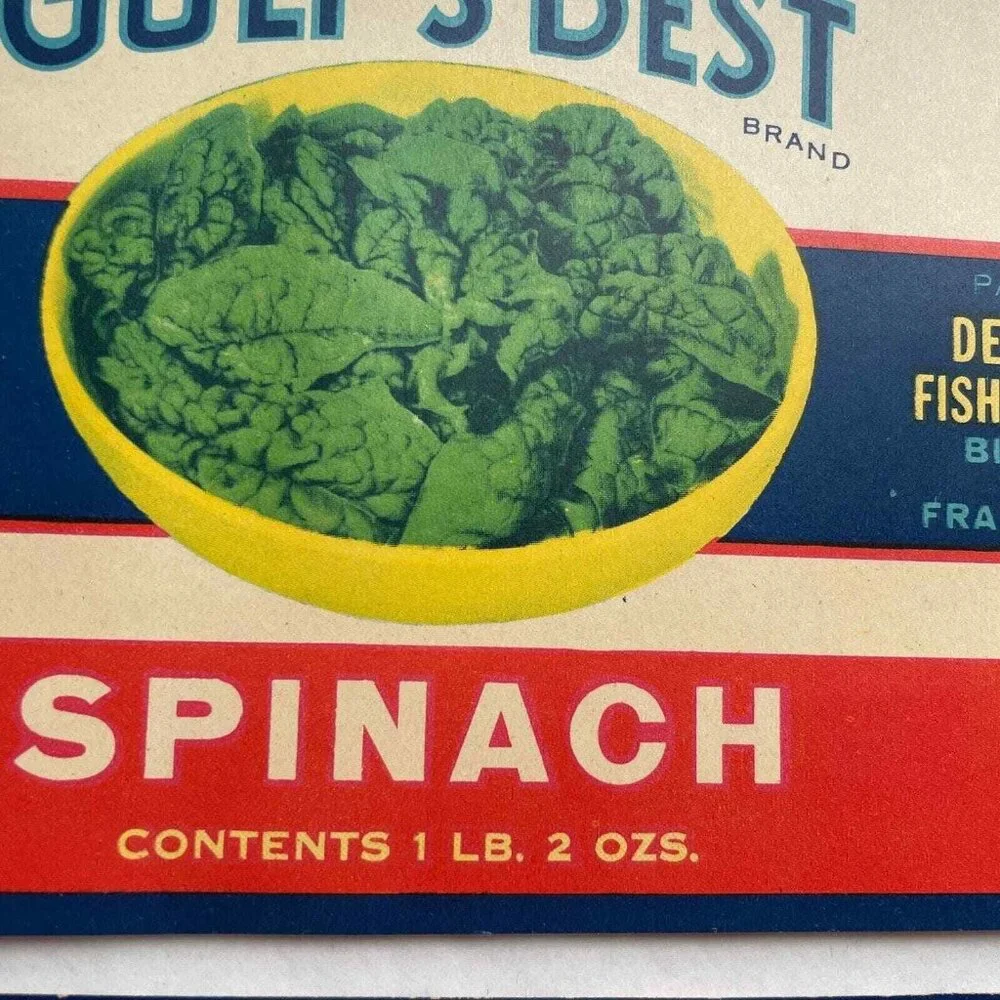 Gulf's Best Can Labels Lot of 5 Vintage Deer Island Fish & Oyster Co‎